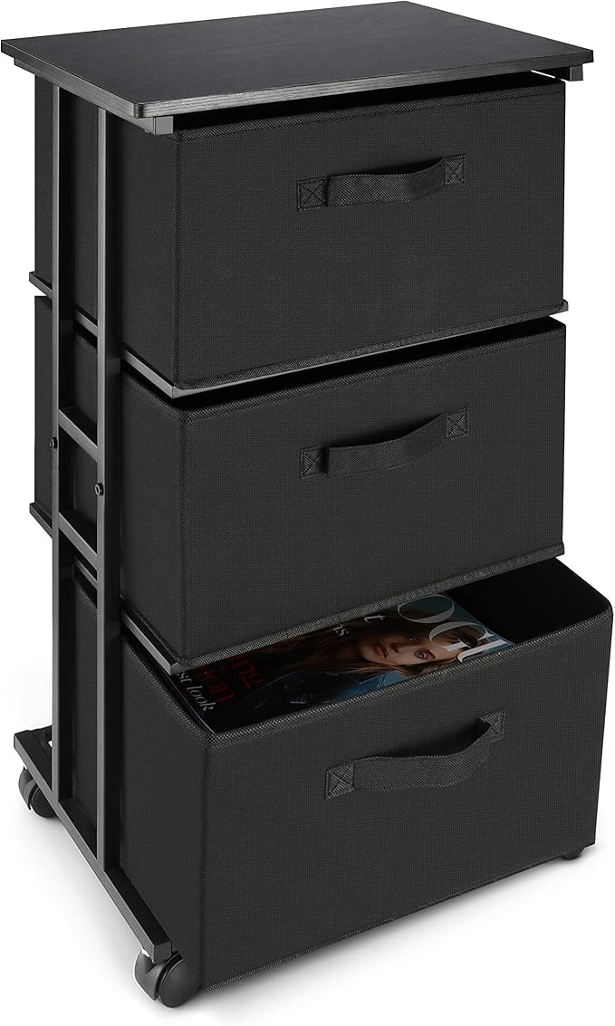 MAX Houser Dresser Storage with 3 Drawers, Fabric Dresser Tower, Vertical Storage Unit for Bedroom, Closet, Office, Black by MAXHouser