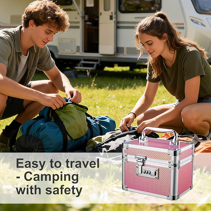 Medicine Lock Box with 3-Digit Combination Lock – Pink Lockable Storage Box for Medication, Small Lock Box for Valuables, 7" Locking Medicine Box, Lock Box for Home Travel Dorm - Image 5