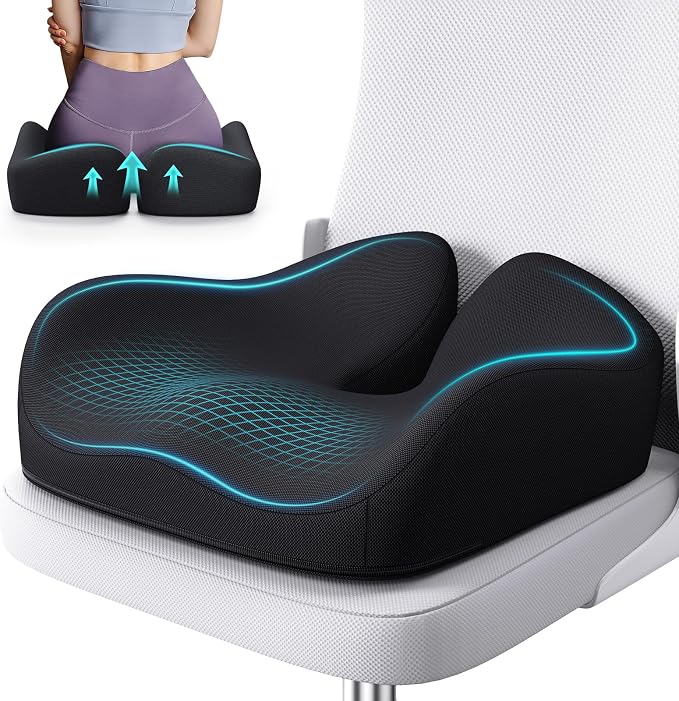 Benazcap Memory Foam Seat Cushion, Ergonomic Office Chair Cushion | Memory foam cushion relieves pressure and supports tailbone comfort for office chairs, cars, wheelchairs and home use. by Benazcap