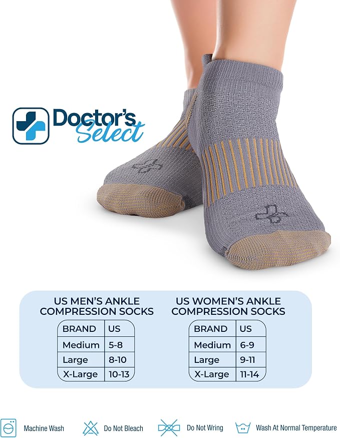Doctor's Select Copper Ankle Compression Socks for Women and Men - 4 Pairs | Athletic Running Plantar Fasciitis Socks - Image 2