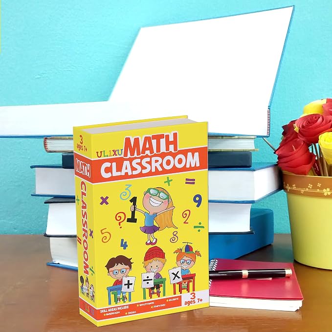 Orange Band Math Classroom Book Safe with Real Pages, Student Secret Compartment Items Storage Box with 3-Digit Combination Lock, Decorative Hidden Stash Box, Desk Allowance Coin Bank, 9.3"x6.0"x2.3" - Image 9
