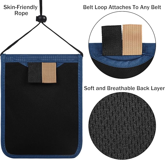 Travel Pouch Neck Wallet Family Passport Holder Organizer Case with RFID Blocking | Family Passport Holder - Image 5