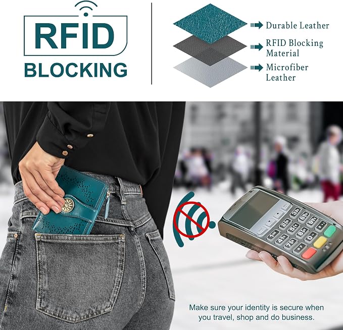 Tipmile Small Wallet for Women Bifold RFID Blocking Card Holder Leather Wallets with Zipper Coin Pocket - Image 3