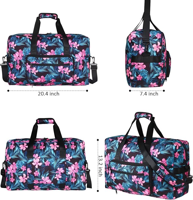 F.FETIVIN Weekender Bag Carry On Travel Duffle Medium Overnight Bag for Women(Flower2) - Image 2