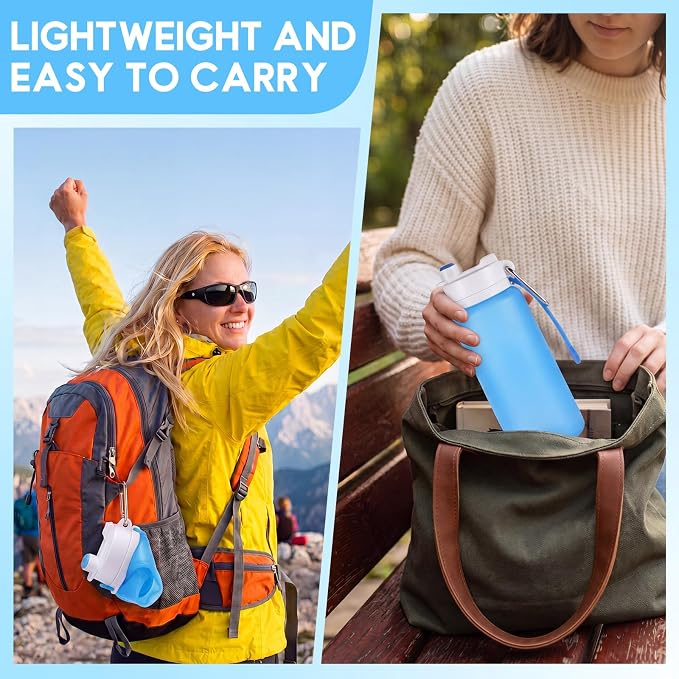 LemonRoad 2 Pcs 19 oz Silicone Collapsible Water Bottle, Blue Green | Portable Foldable Water Bottle, Leakproof, Carabiner, Reusable, Lightweight, for Travel Sport Hiking Camping Cycling Office - Image 7