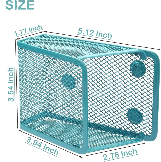 Magnetic Pencil Holder,Mesh Stainless Steel Pen Basket, Metal Writing Utensil Storage Organizer for Whiteboard,Blackboard,Kitchen, Locker, Home, or Office | Metal Writing Utensil Storage Organizer for Whiteboard,Blackboard,Kitchen, Locker, Home, or Office - Image 2
