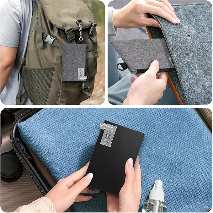 KeeKit Money Bag with Lock, 2 PCS Lockable Money Bag, 5 x 8 Inches Locking Accessories Pouch for Cash, Jewelry, Passports, Medicine, Credit Cards (‎Black & Grey) - Image 9