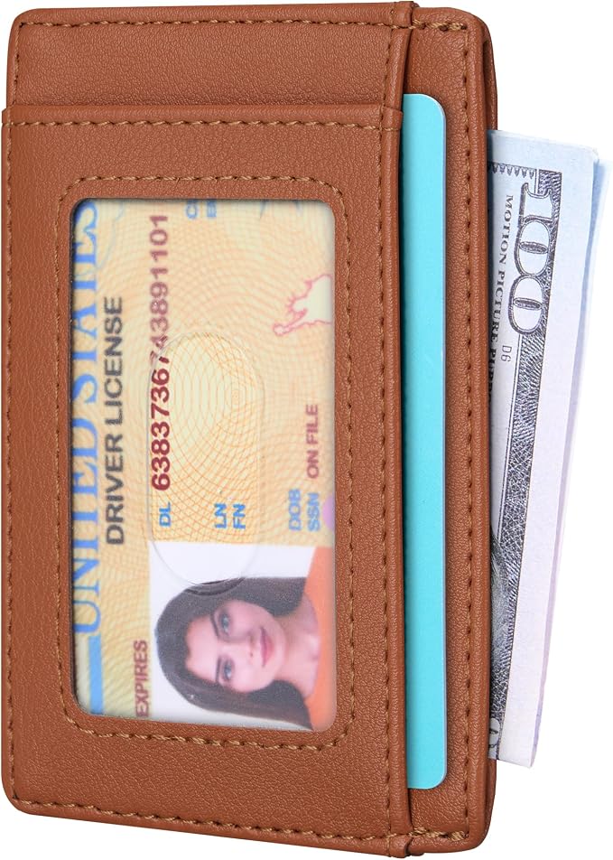 Travelambo Slim Wallet Front Pocket Minimalist Leather RFID Blocking Medium Size - Image 2