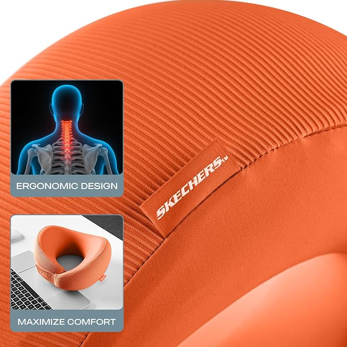 Skechers Women's Memory Foam Neck Pillow, Comfortable & Breathable Travel Pillow, Neck Pillow Airplane for Travel, Car Rides, Home, and Office Use, Ergonomic Design for Men and Women,Orange - Image 7