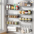 Magnetic Spice Rack for Refrigerator, 9 Pack Magnetic Fridge Shelves W/Adjustable Paper Towel Holder, Hook Rack, Moveable Spice Organizer Shelf for Kitchen Organization and Storage (Grey) by IYEBAU