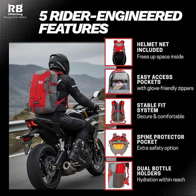 Reflective Motorcycle Backpack, Hi Viz Commuter Riding Bag | Designed by Riders for Everyday Rides with Laptop Compartment and Helmet Net. Built to Help You Be Seen. - Image 3