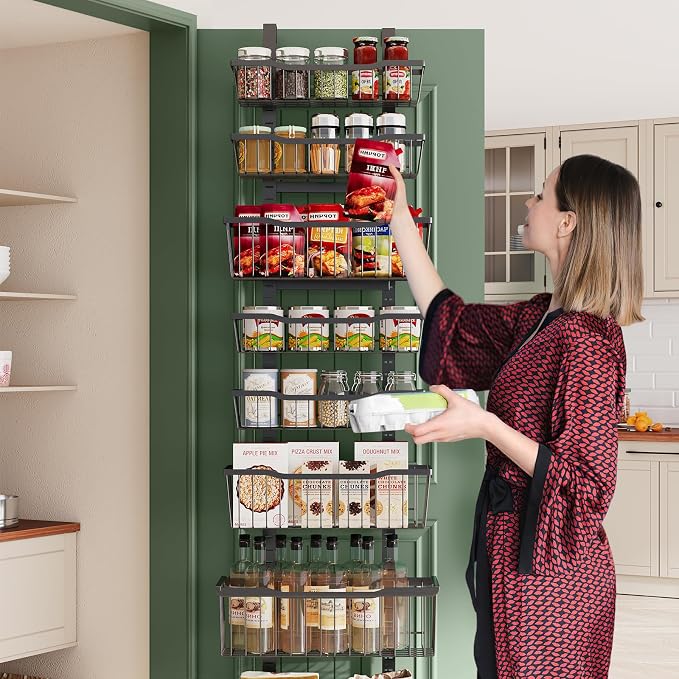 Eastherry Over The Door Organizer，8-Tier Over The Door Pantry Organizer with Adjustable Baskets，Metal Hanging Pantry Organizers and Storage for Kitchen, Back of Door Seasoning Rack (Black) - Image 7