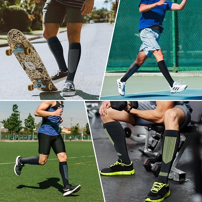 fenglaoda Compression Socks Women Men 4 Pairs, Knee High Support Socks for Running, Sports, Travel, Flight, Nurse - Image 6