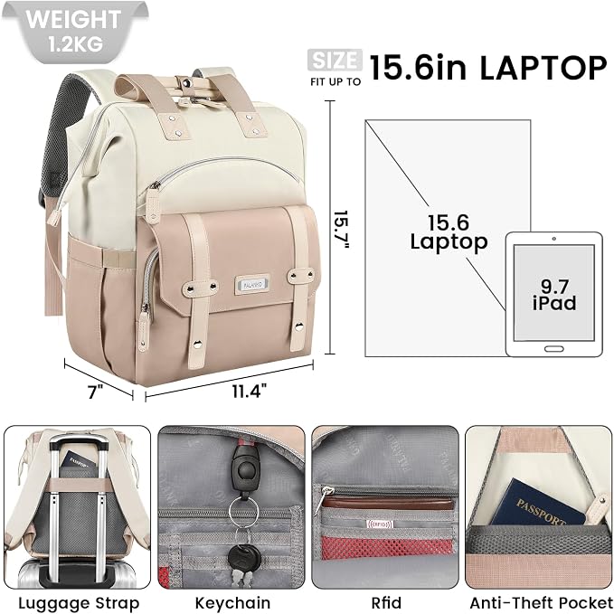 FALANKO Backpack for Women, 15.6 Inch Laptop Backpack, Water Resistant Work College Computer Teacher Nurse Doctor Backpack Bookbags Office Business Backpacks - Image 5
