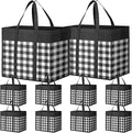 WOWBOX Reusable Grocery Bags,10-Pack, Foldable Reusable Shopping Tote Bags bulk with Reinforced Handles,Large Storage Bags with Water Resistant Coating for Groceries,Multipurpose,Black-White by WOWBOX
