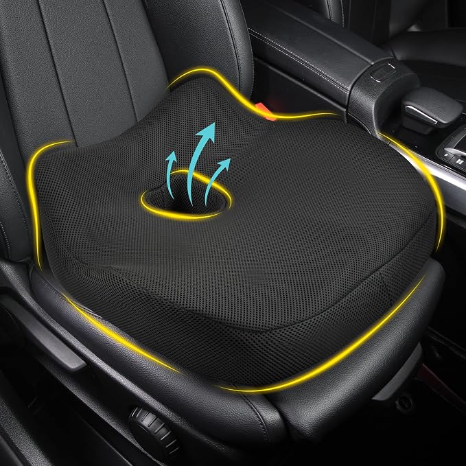 Allaboutsla Car Seat Cushion for Driving, Car Seat Pillow for Short Drivers | Ergonomic Memory Foam Seat Cushion for Pain Relief, Adult Booster Seat for Car, Butt Cushion for Car, Truck, Office, Black by Allaboutsla