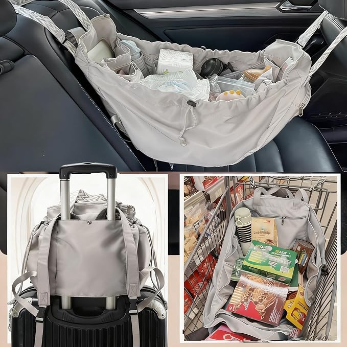 Tote Bag Large Capacity Lightweight Backpack with 15 Pockets Nylon Shoulder Bag for Car Travel Mother Bag - Image 7