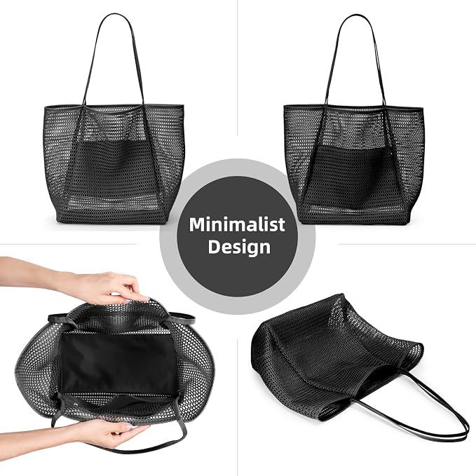 KALIDI Beach Mesh Tote Bag, Casual MAX 23L Summer Foldable Hobo Bag Women | Sandproof Widen Strap Large Shoulder Bag For Lake Pool Vacation Travel Picnic Grocery Market Shopping Carrier - Image 6