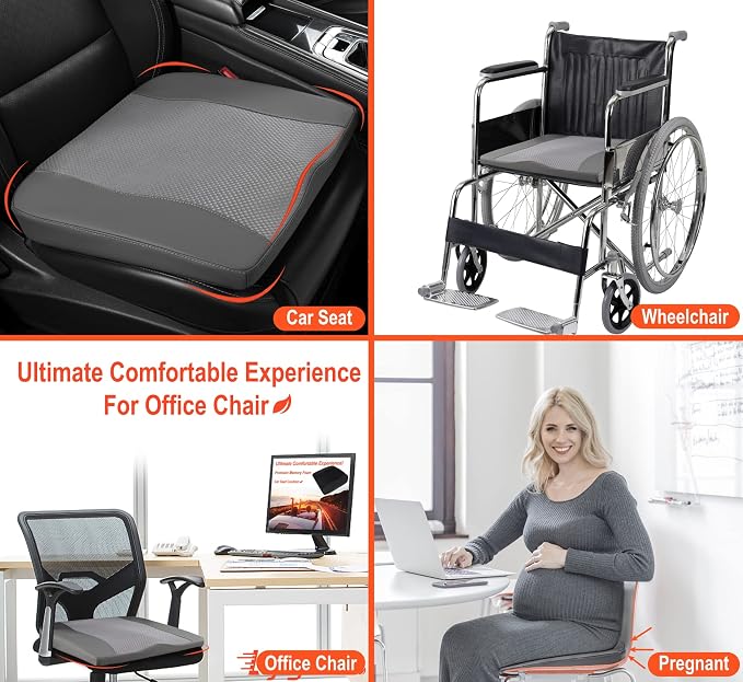 Lofty Aim Car Seat Cushion, Memory Foam Car Seat Cushions for Long Driving | Comfy Car Seat Pillow for Pain Relief, Driver Seat Cushion Adds Height, Butt Cushion for Car, Truck, Office Chair, Dark Gray - Image 7