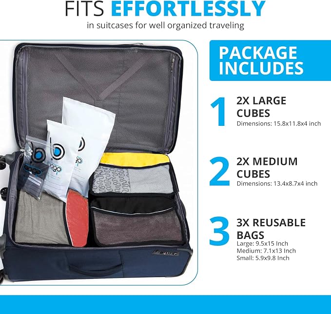 bago 7 Pcs Packing Cubes for Travel - 4 Travel Packing Cubes for Suitcases with 3 ZipLock Bags - Luggage Organizer Bags to Get Maximum Storage, Save Time & Effort to Pack (Green Red PurpleYellow) - Image 5