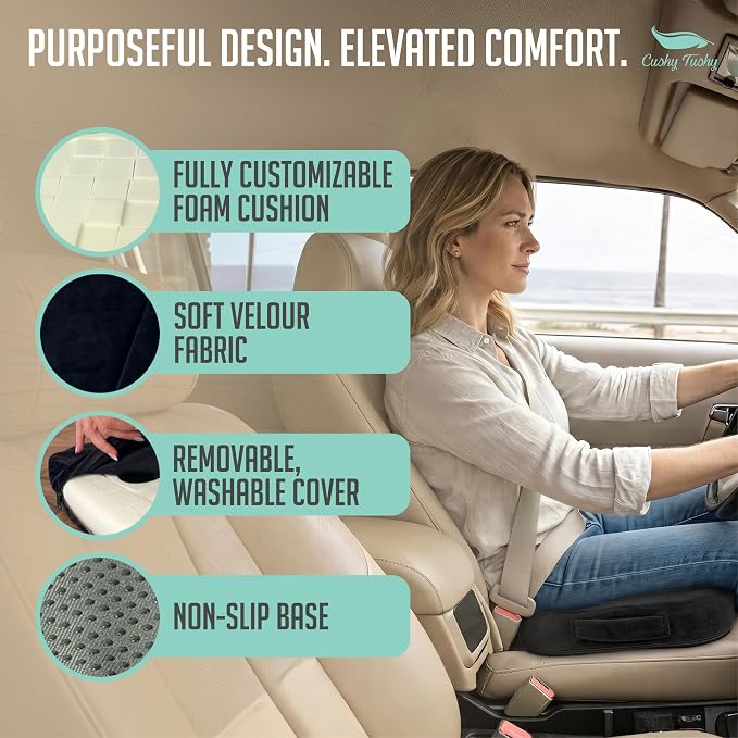Premium Seat Cushion with Moveable Holes, Customizable Foam – Relief for Lower Back, Sciatic, & Tailbone Pain – Perfect for Driving, Home & Office – Black Fabric Cover - Image 4