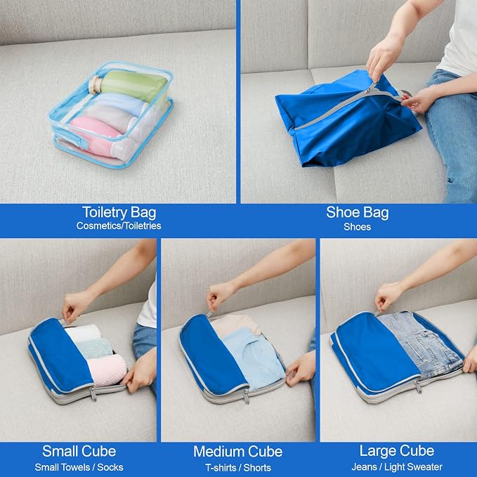 Cambond Compression Packing Cubes for Travel Women - Lightweight Luggage Organizers Bag Packing Cubes for Carry on Suitcases - Image 9