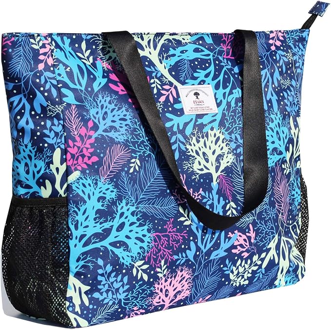 ESVAN LARGE BEACH BAG Water Resistant Lightweight 20 inch Women Oversize Tote Bag for Gym Beach Travel Pool Yoga Nurse by ESVAN