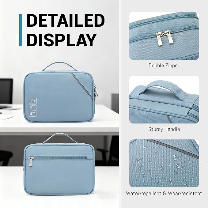 Lanola Travel Cable Organizer Bag, Electronic Accessories Case Portable Double Layer Cable Storage Bag for Cord,phone,Charger, Flash Drive,SD Card,Phone,Power Bank,Personal Items - Grey - Image 6