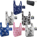 BeeGreen Animals Reusable Grocery Bags Turtle Peguins Flamingo Octopus Reusable Kitchen Bags Bulk Foldable-Machine Washable with Zipper Storage Pouch 6 Packs by BeeGreen