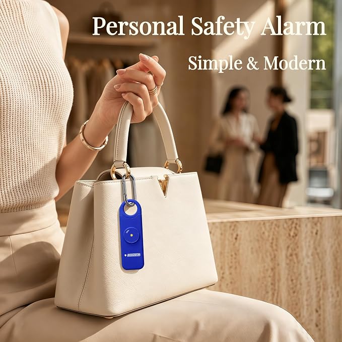 Rechargeable Personal Safety Alarm for Women | 130dB Loud Siren & Strobe Light & Low Battery Notice, Emergency Keychain Alarm for Self Defense (Navy Blue) - Image 3