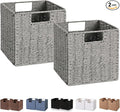 Storage Basket, Set of 2 Hand-Woven Paper Rope Wicker Baskets for Storage, Foldable Cube Storage Bins Organizer, 9 inch Medium Wicker Storage Baskets for Shelves Pantry Organizing Decor, Grey by Vagusicc