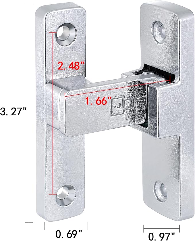 2 Packs Silvery 90 Degree Barn Door Lock ，Right Angle Door Lock Latch | Zinc Alloy Flip Gate Latches,for bedroom,garage,balcony,barn,sliding door,bathroom,window,cabinet,drawer,pet enclosures - Image 2