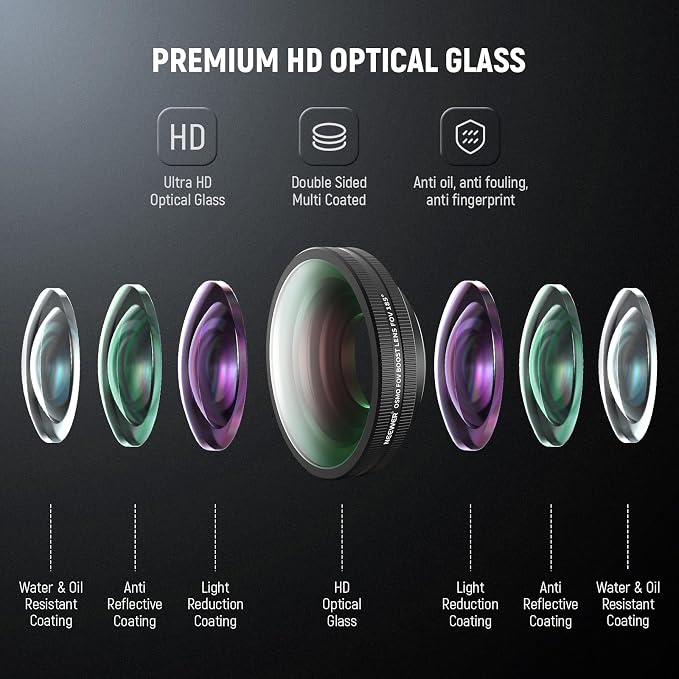 NEEWER OSMO Action FOV Boost Lens, 185° FOV Wide Angle Lens Compatible with DJI OSMO Action 4/5 Pro Accessories, Threaded Attachment Coated Action Camera Lens, FL-B30 - Image 3