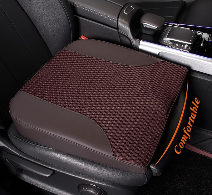 kingphenix Memory Foam Car Seat Cushion for Driving Comfort and Office Use | Coccyx & Lower Back Pressure Relief, Non-Slip 4D Mesh Seat Cushion for Cars, Trucks, SUVs, Long Drives & Office Chairs, Brown by kingphenix