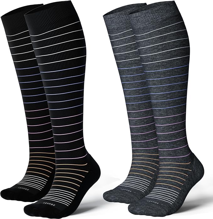 LEVSOX Cotton Compression Socks for Women&Men 20-30mmHg Knee High Cute Support Sock for Nurses Pregnancy Travel by Levsox