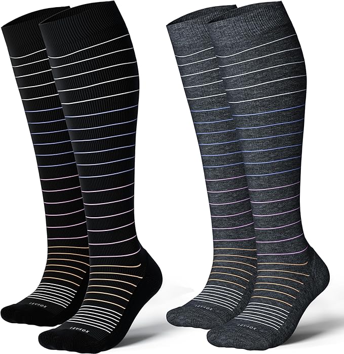 LEVSOX Cotton Compression Socks for Women&Men 20-30mmHg Knee High Cute Support Sock for Nurses Pregnancy Travel by Levsox