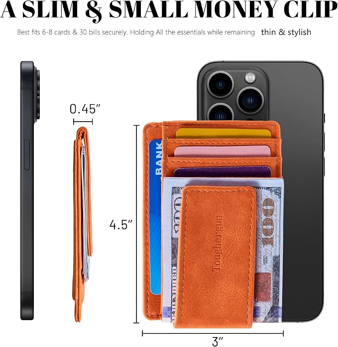 Toughergun Slim Wallet for Men RFID Blocking Money Clip, Minimalist Front Pocket Credit Card Holder, Magnetic Thin Mens Wallets with ID Window - Image 7
