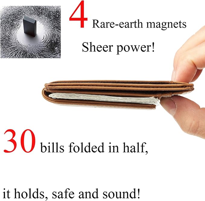 Toughergun Slim Wallet for Men RFID Blocking Money Clip, Minimalist Front Pocket Credit Card Holder, Magnetic Thin Mens Wallets with ID Window - Image 4
