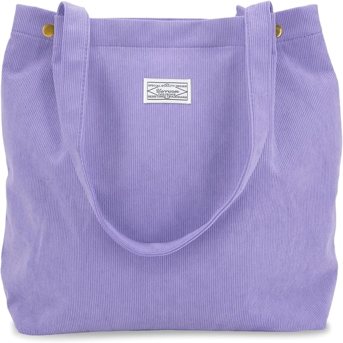 UERRUAM Corduroy Tote Bag for Women with Inner Pockets, Cute Go-to Bag | Slouchy Shoulder Bag for Everyday, Work, Books, Beach & Grocery Shopping, Lightweight Washable Foldable, Cloth Purse by UERRUAM