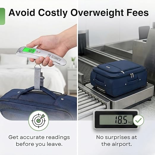 CINCY Digital Luggage Scale 110lb/50kg – High-Accuracy Travel Luggage Weight Scale with Backlit LCD, Auto-Lock, 4 Units & Durable Strap – Portable Suitcase Scale for Travel & Baggage Fee Prevention - Image 2