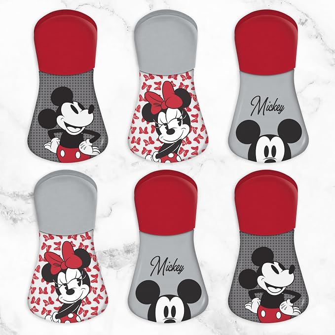 Disney Mickey & Minnie Magnetic Chip Clips, Set of 6 | Airtight food storage bag clips for snack, cereal, and coffee bags, great for pantry and fridge, magnet displays kids artwork - Image 7