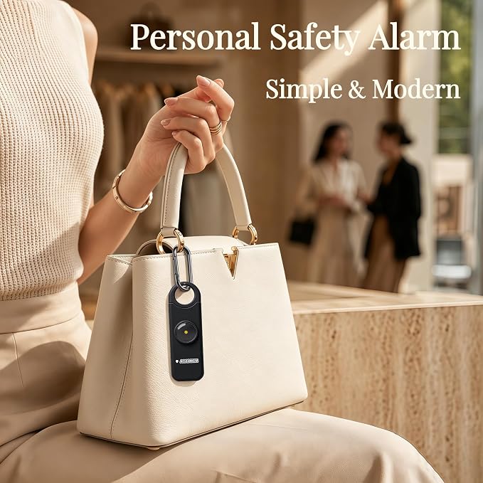 Rechargeable Personal Safety Alarm for Women | 130dB Loud Siren & Strobe Light & Low Battery Notice, Emergency Keychain Alarm for Self Defense (Charcoal Black) - Image 3