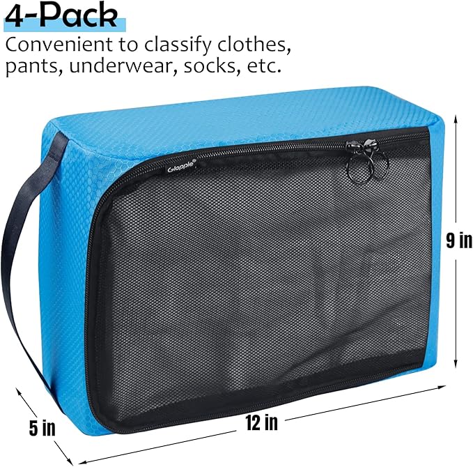 4-PACK Blue Organizer Cubes - Pack Luggage, Suitcase and Carry On Cubes - Image 2