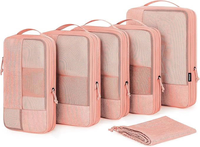 BAGSMART Compression Packing Cubes for Travel, 6 Set Luggage Organizer Bags | Fits 20/24/28in Carry-On Suitcases, Compressible Bags Streamline Cruise Travel Essentials, Sturdy Handles, Machine Washable by BAGSMART