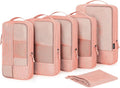 BAGSMART Compression Packing Cubes for Travel, 6 Set Luggage Organizer Bags | Fits 20/24/28in Carry-On Suitcases, Compressible Bags Streamline Cruise Travel Essentials, Sturdy Handles, Machine Washable by BAGSMART