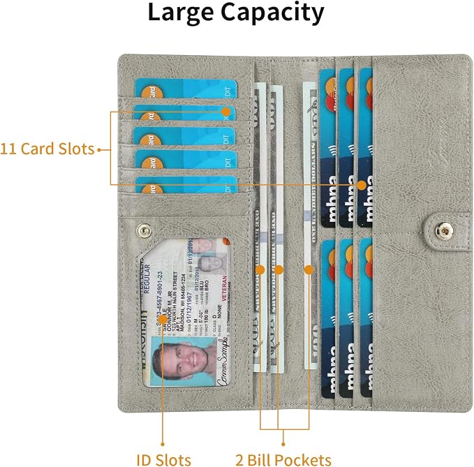 Ultra Slim Thin Leather Women Wallet RFID Blocking Credit Card Holder Bifold Long Ladies Billfold - Image 5