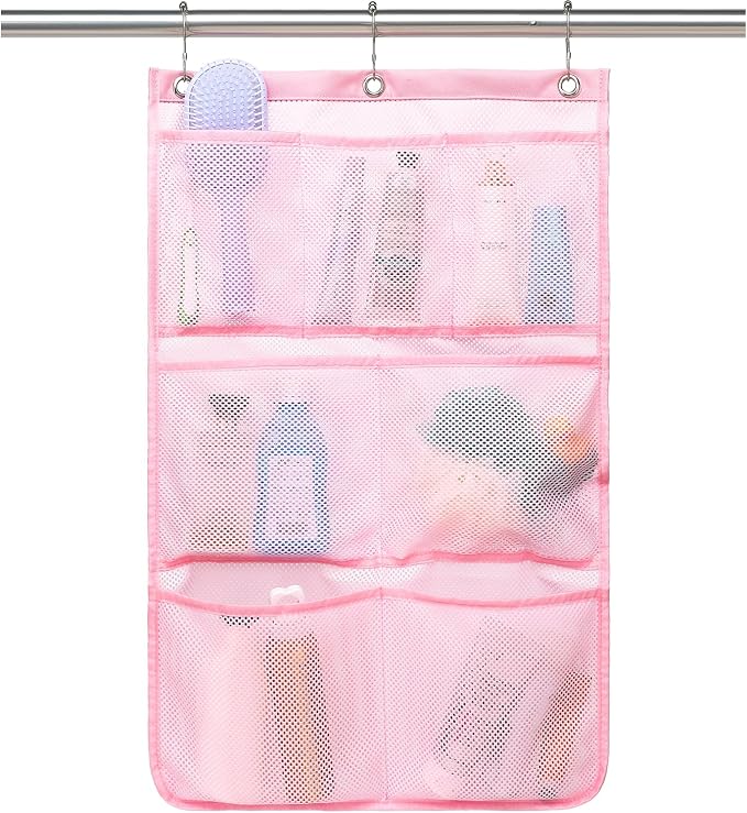 Fammart Mesh Shower Caddy Hanging, Quick-Drying Shower Organizer with 7 Pockets, Portable Bathroom Organizers and Storage for Shampoo, Soap, Loofah, Travel, and Cruise Essentials by Fammart