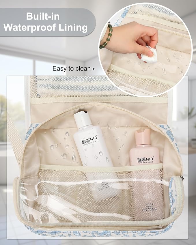 Relavel Hanging Toiletry Bag, Travel Toiletries Bag with Hanging Hook | Water Resistant Makeup Cosmetic Organizer for Full Sized Container, Shampoo, Portable Wash Bag for Travel Size Essentials - Image 9