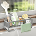 SWTYMIKI Sponge Holder for Kitchen Sink - Sink Caddy with Brush Holder Self-draining Sponge Caddy Organizer with Divider Stainless Steel Kitchen Accessories Storage for Countertop, Gray by SwtyMiki-TidyHomeSweetLife