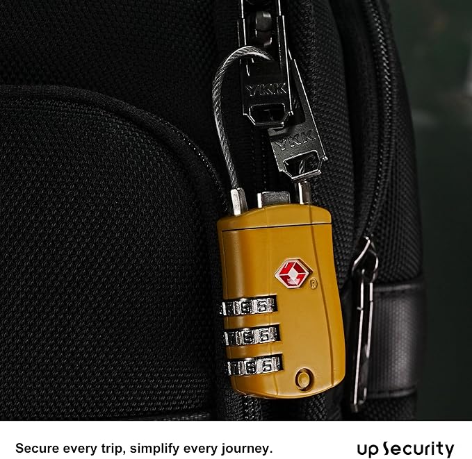 TSA Locks for Luggage, Small Padlock Combination with Cable, Luggage Locks TSA Approved, Combo Padlock with Code, for Travel Suitcase, Gym Locker, Gun Case, Backpack Zipper (Black+Golden) - Image 8